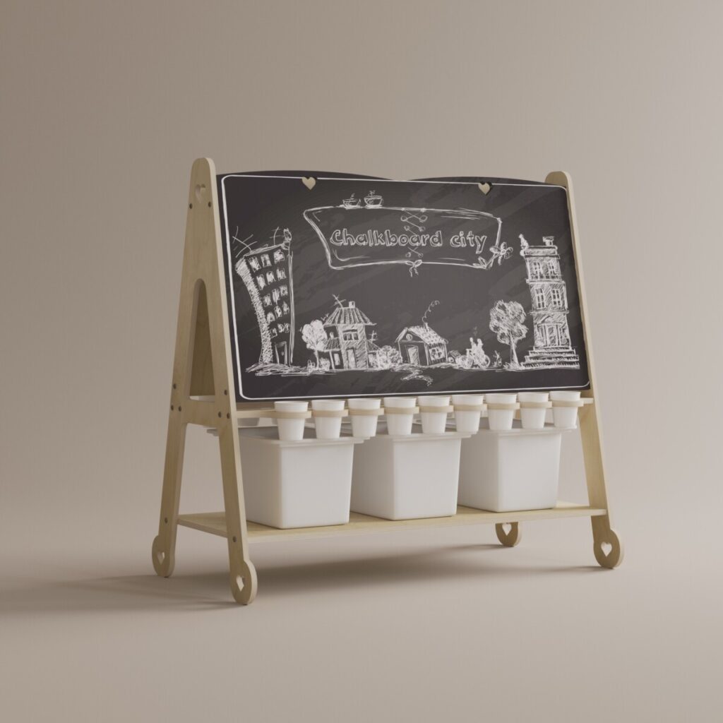 Anaokulu Grup Etkinliği İçin Yazı ve Resim Tahtası Şövalesi